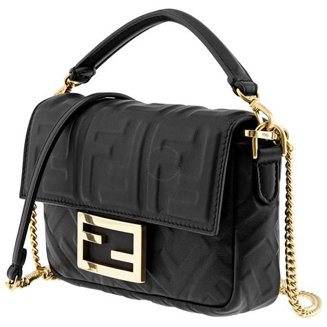 fendi black baguette bag|Fendi baguette black leather.